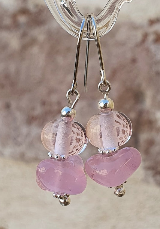 Boucles d'oreille CHARLOTTE rose tendre