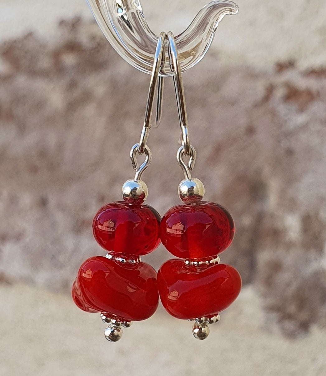 Boucles d'oreille CHARLOTTE rouge