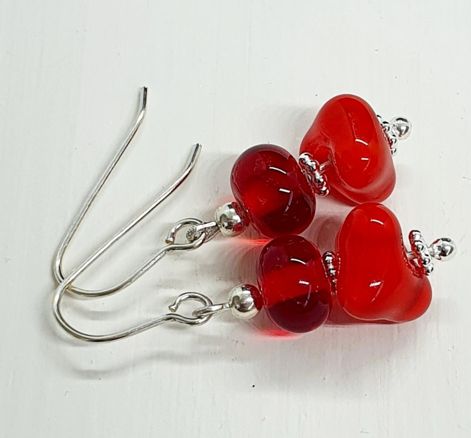 Boucles d'oreille CHARLOTTE rouge