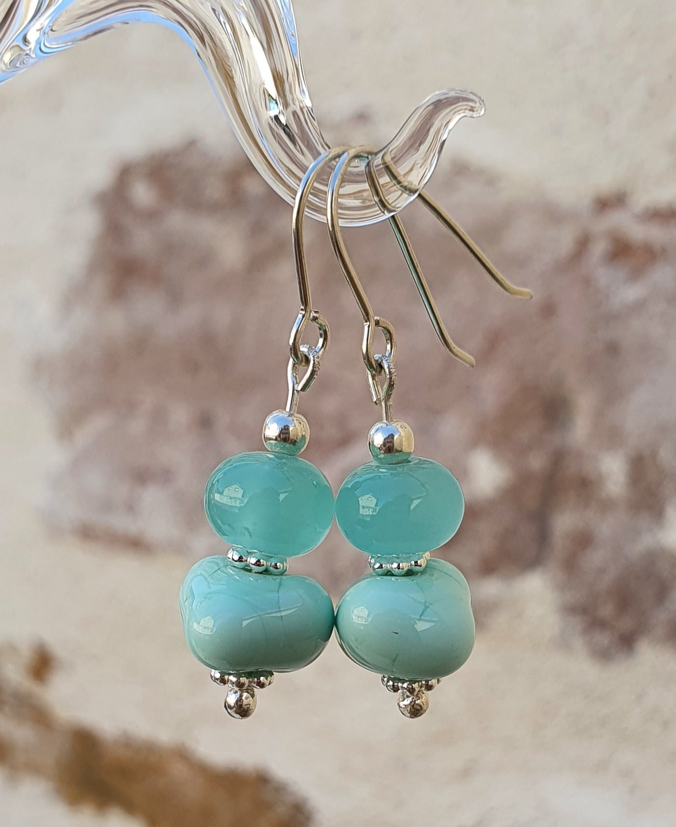 Boucles d'oreille CHARLOTTE vert d'eau