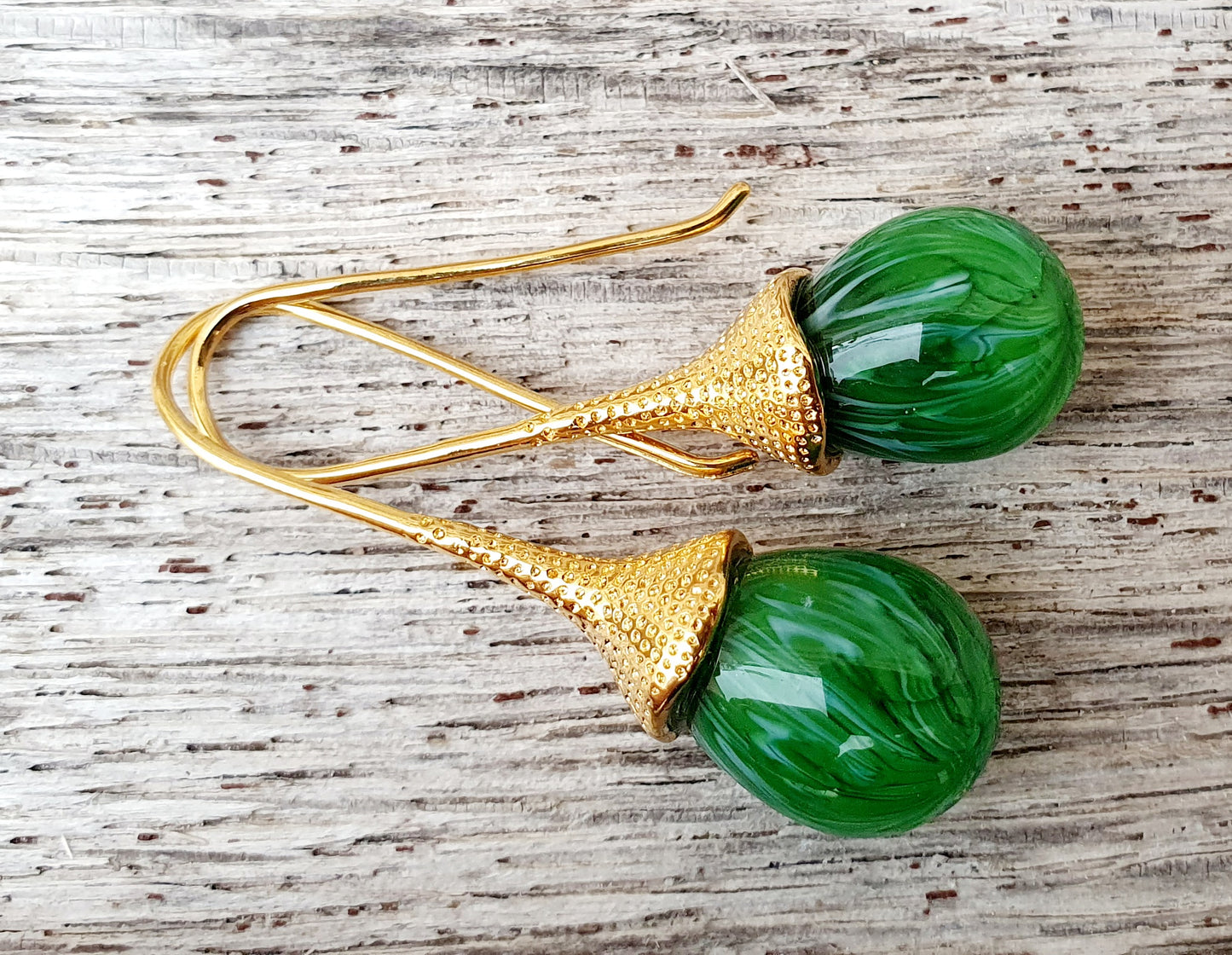 Boucles d'oreille SUZIE ovale doré vert