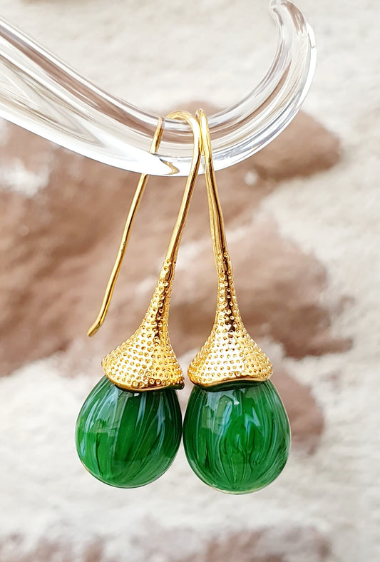 Boucles d'oreille SUZIE ovale doré vert