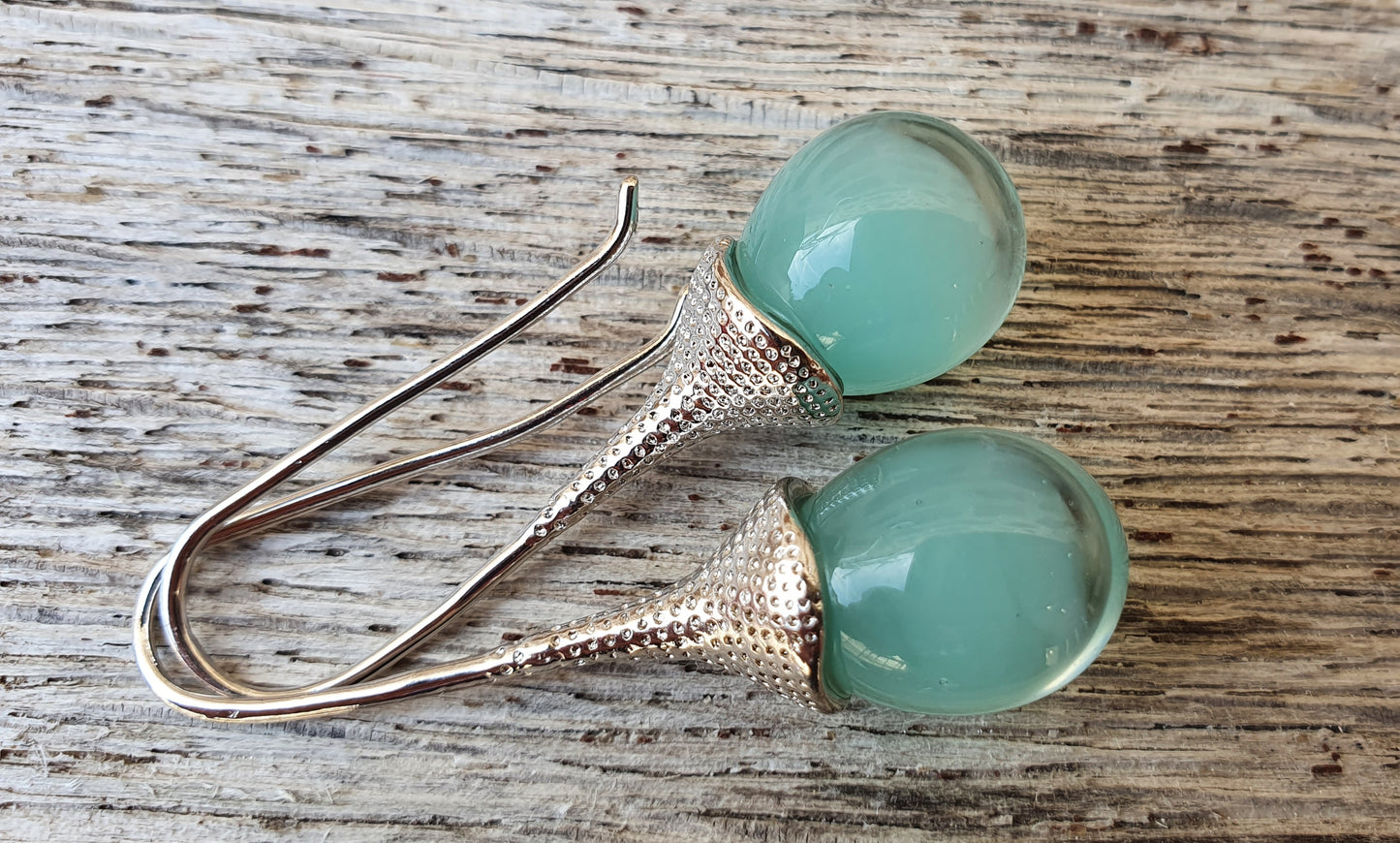 Boucles d'oreille SUZIE ovale vert d'eau