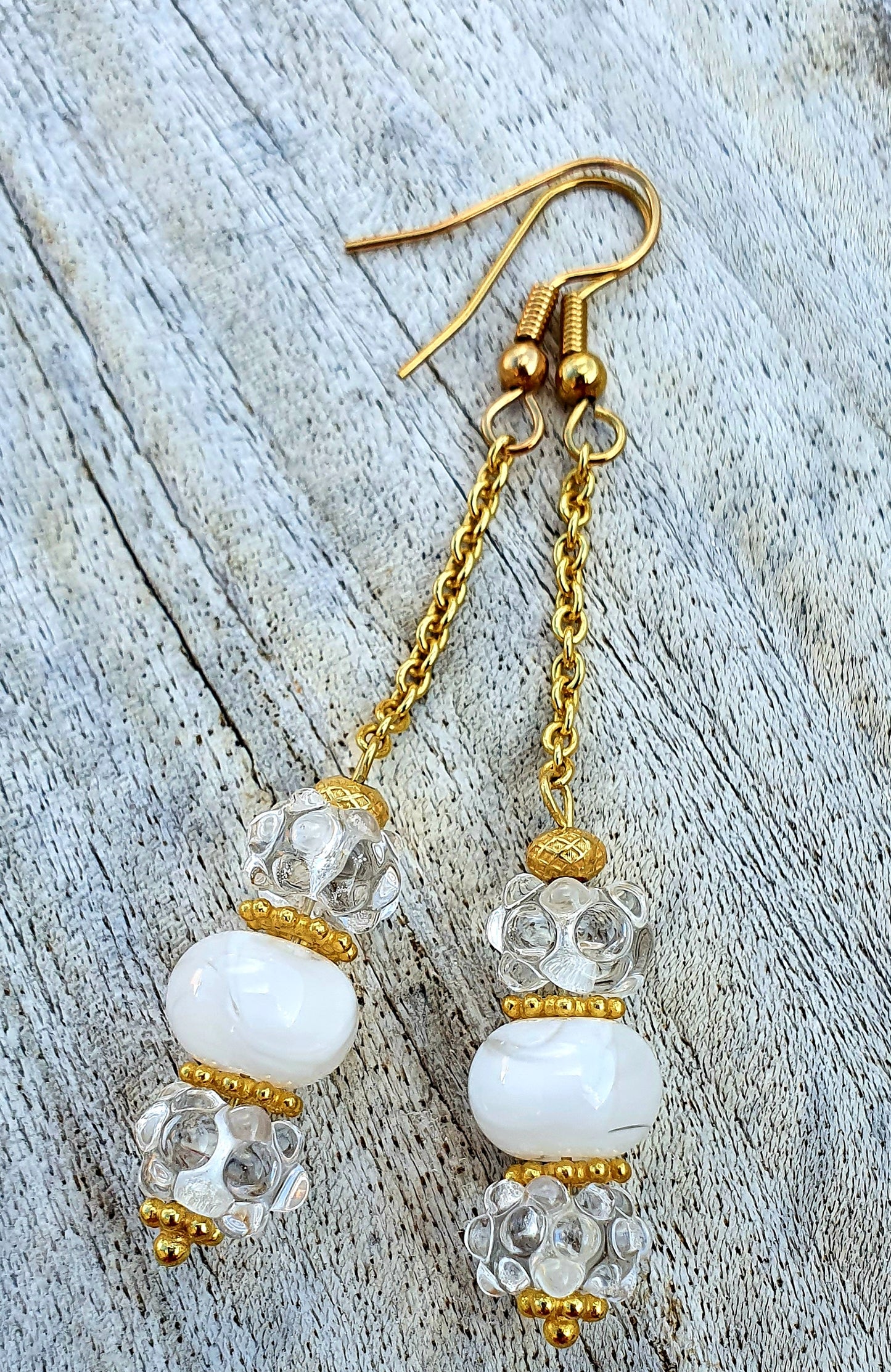 Boucles d'oreille SERAPHINE doré blanc