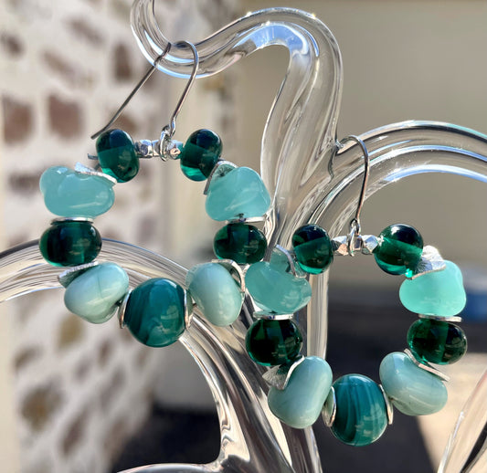 Boucles d'oreille créole CHARLOTTE turquoise