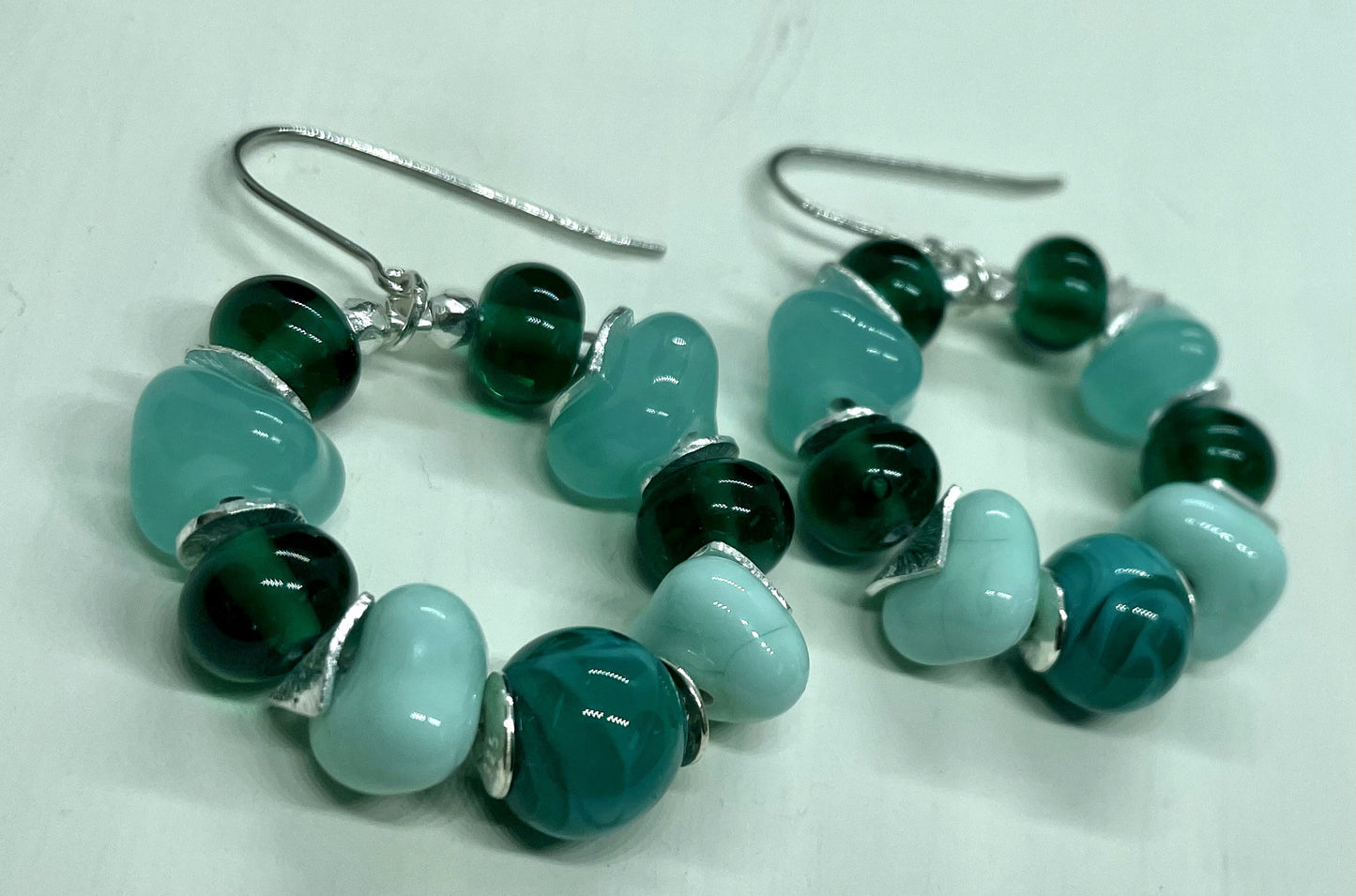 Boucles d'oreille créole CHARLOTTE turquoise