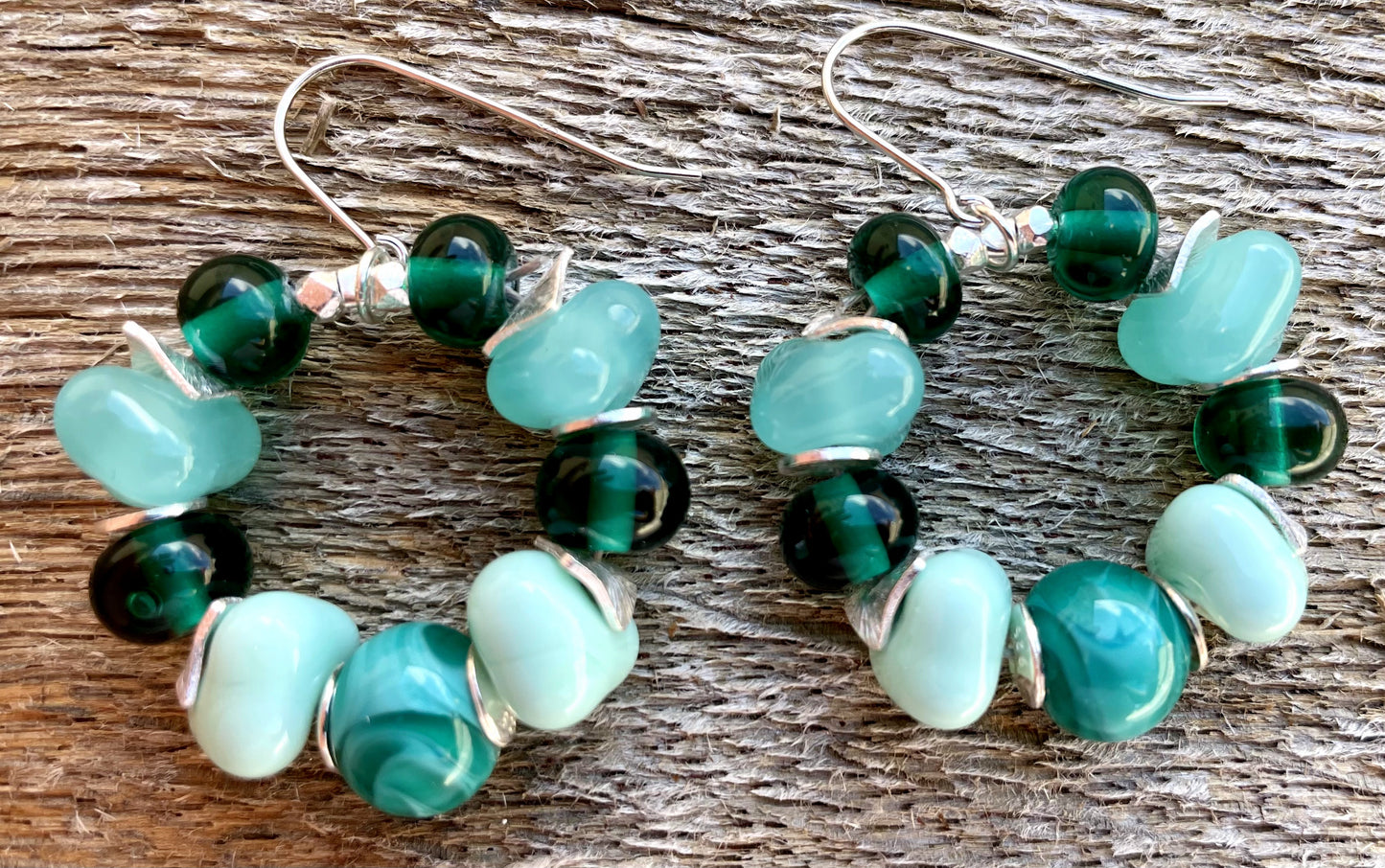 Boucles d'oreille créole CHARLOTTE turquoise