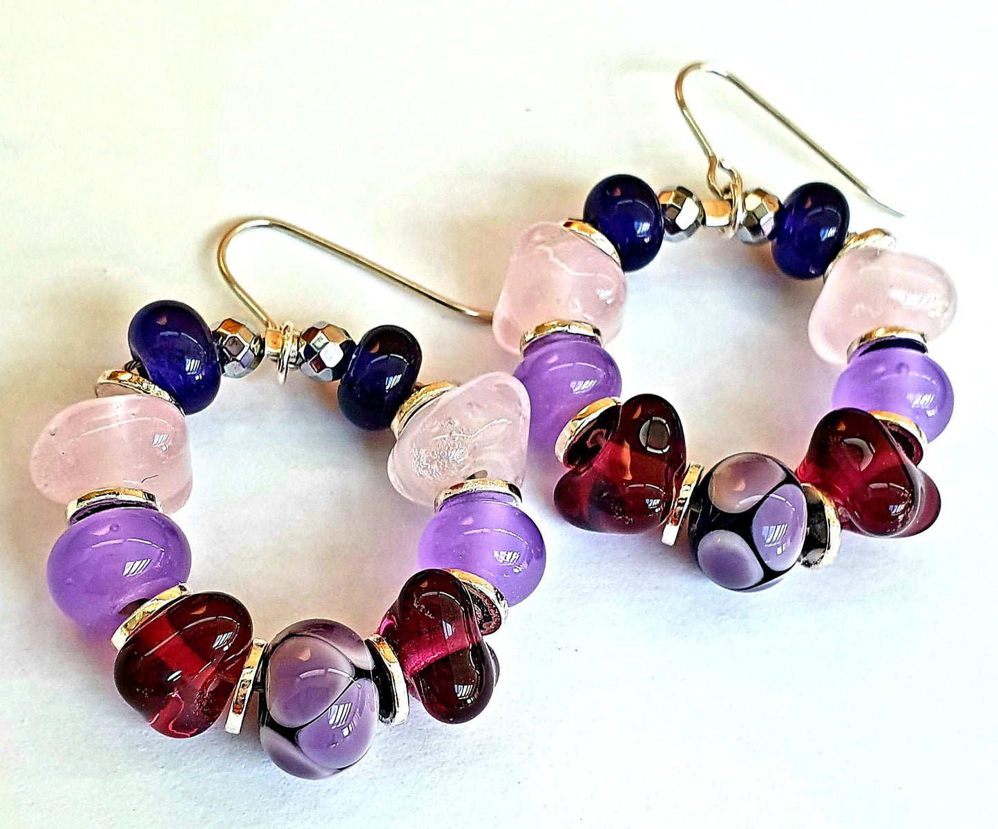 Boucles d'oreille créole CHARLOTTE violette