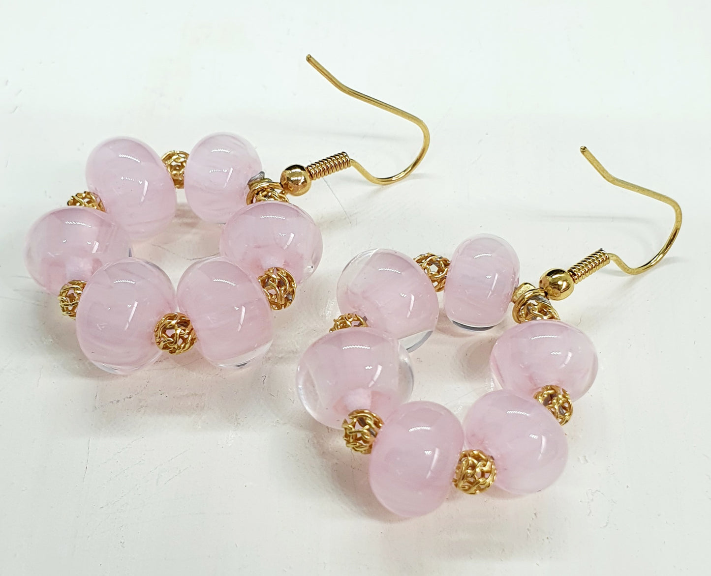 Boucles d'oreille créole MAELY doré rose tendre