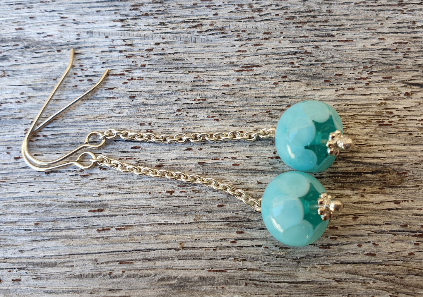 Boucles d'oreille AYA chaine turquoise