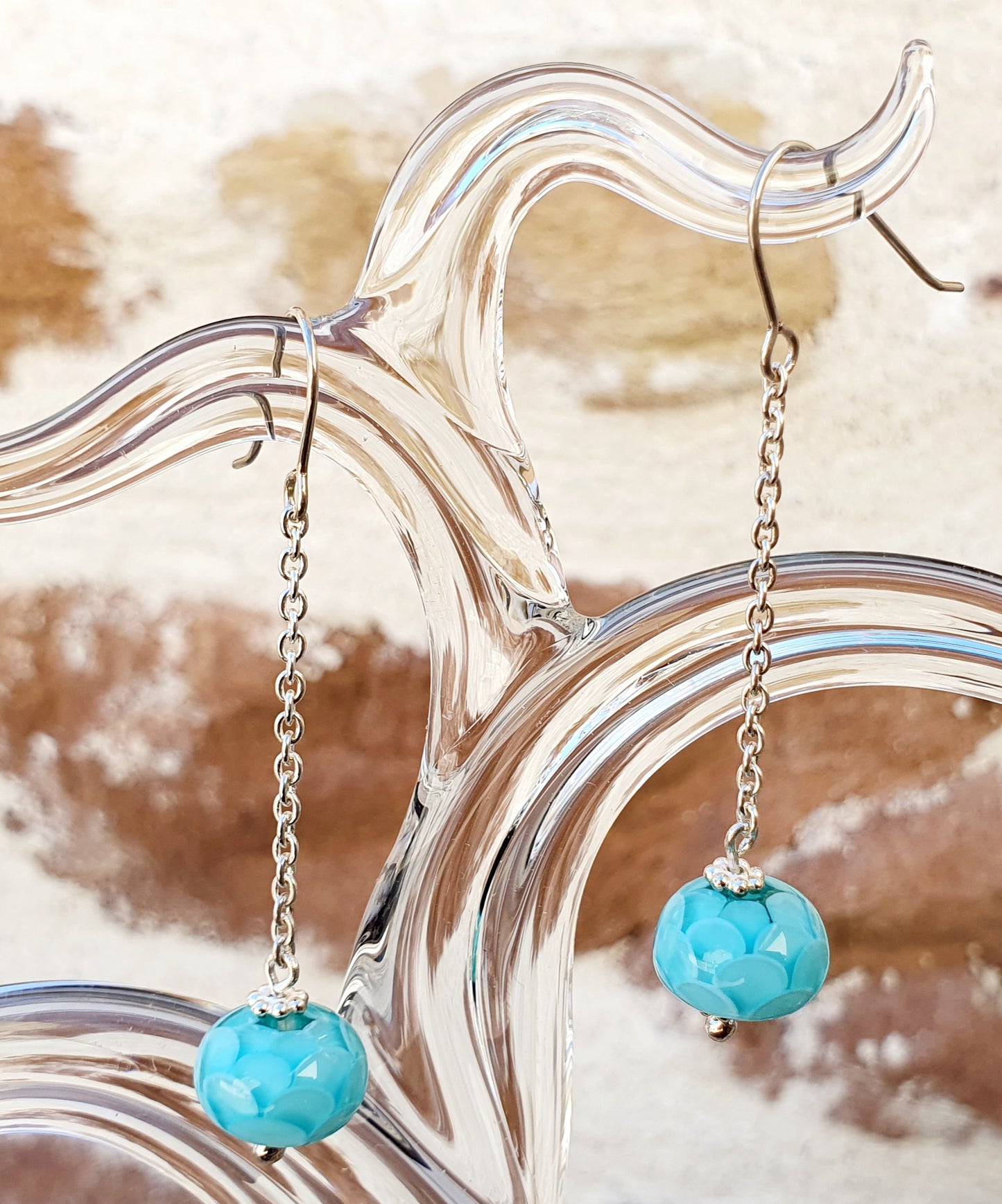 Boucles d'oreille AYA chaine turquoise