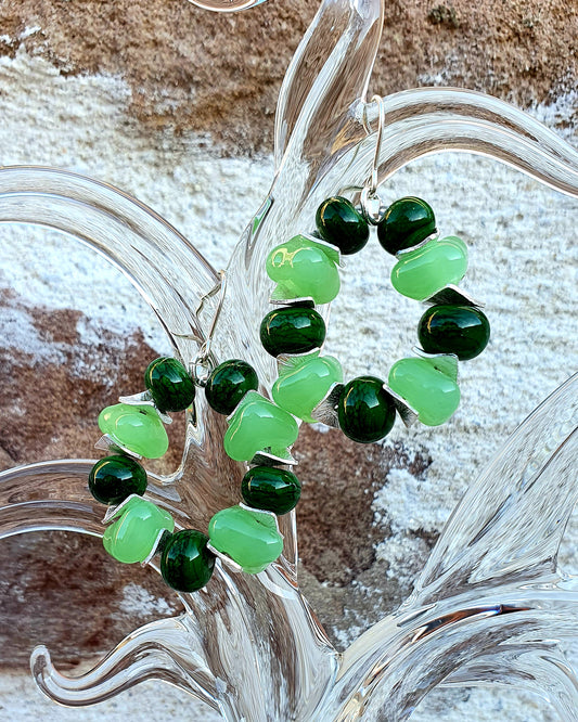 Boucles d'oreille créole CHARLOTTE vert