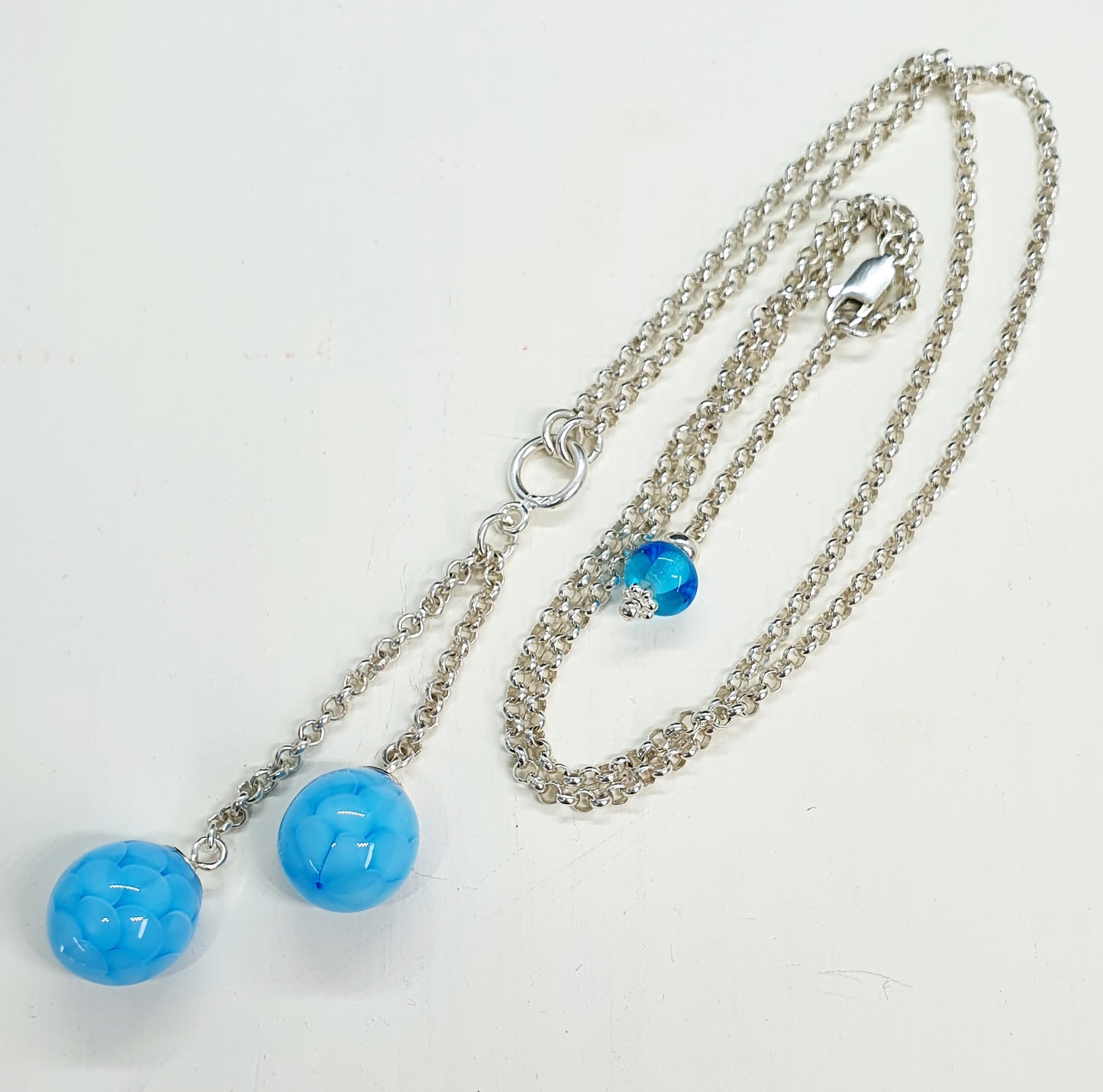 Collier AYA 2 boules bleu aigue marine