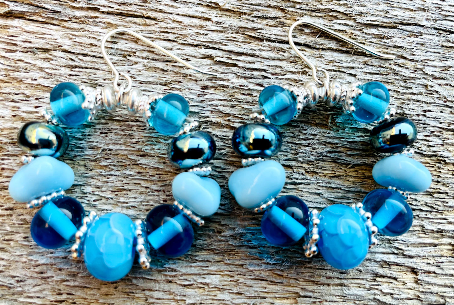 Boucles d'oreille créoles AYA bleu