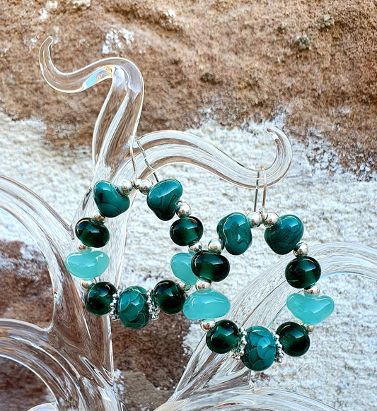 Boucles d'oreille créoles AYA turquoise