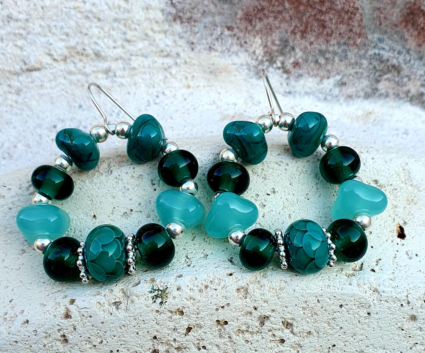 Boucles d'oreille créoles AYA turquoise