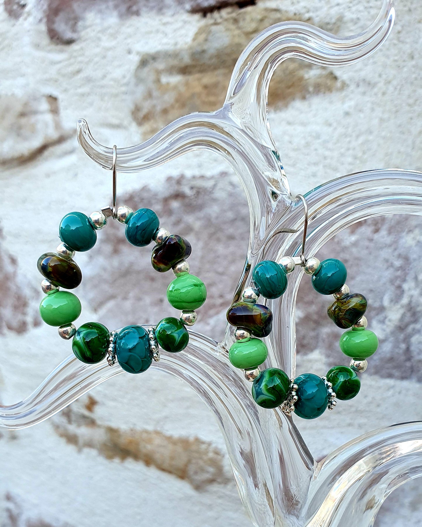 Boucles d'oreille créoles AYA vert