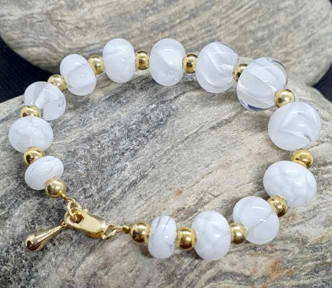 Bracelet MAELY blanc et or