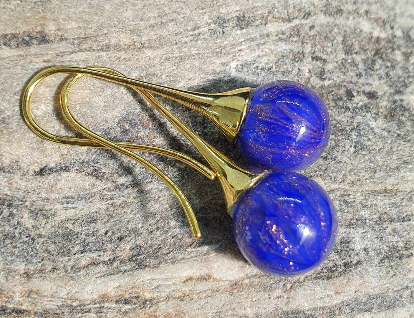 Boucles d'oreille CELESTE bleu doré