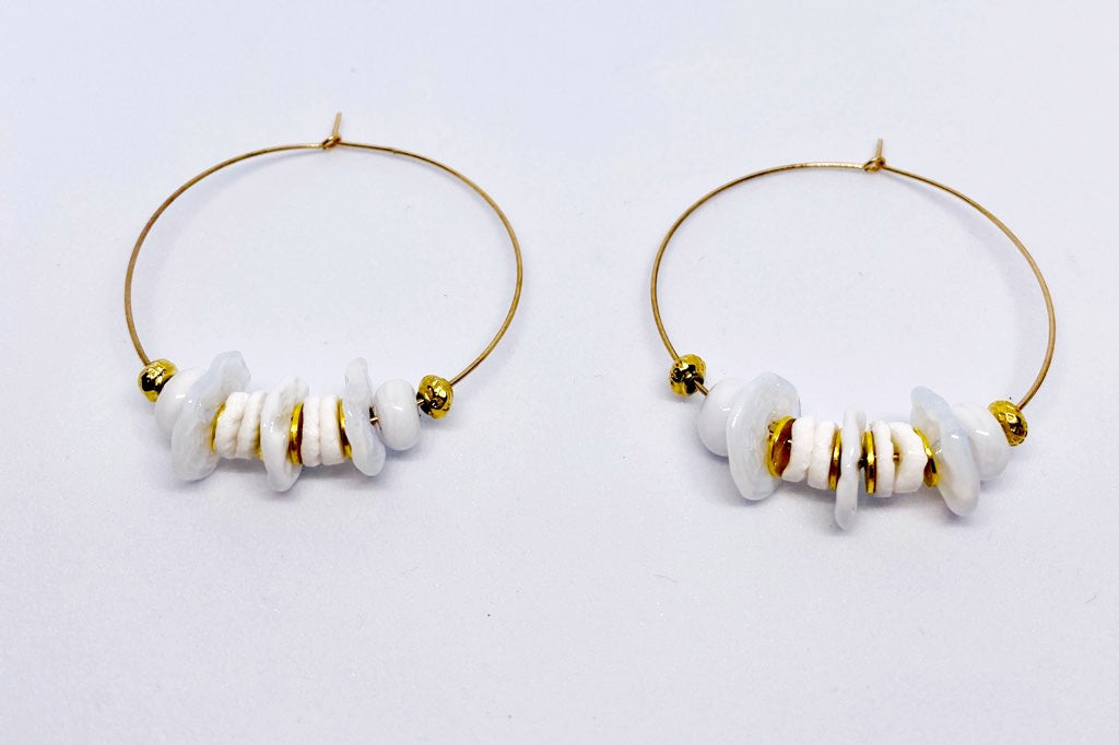 Boucles d'oreille créole MAELY doré blanc