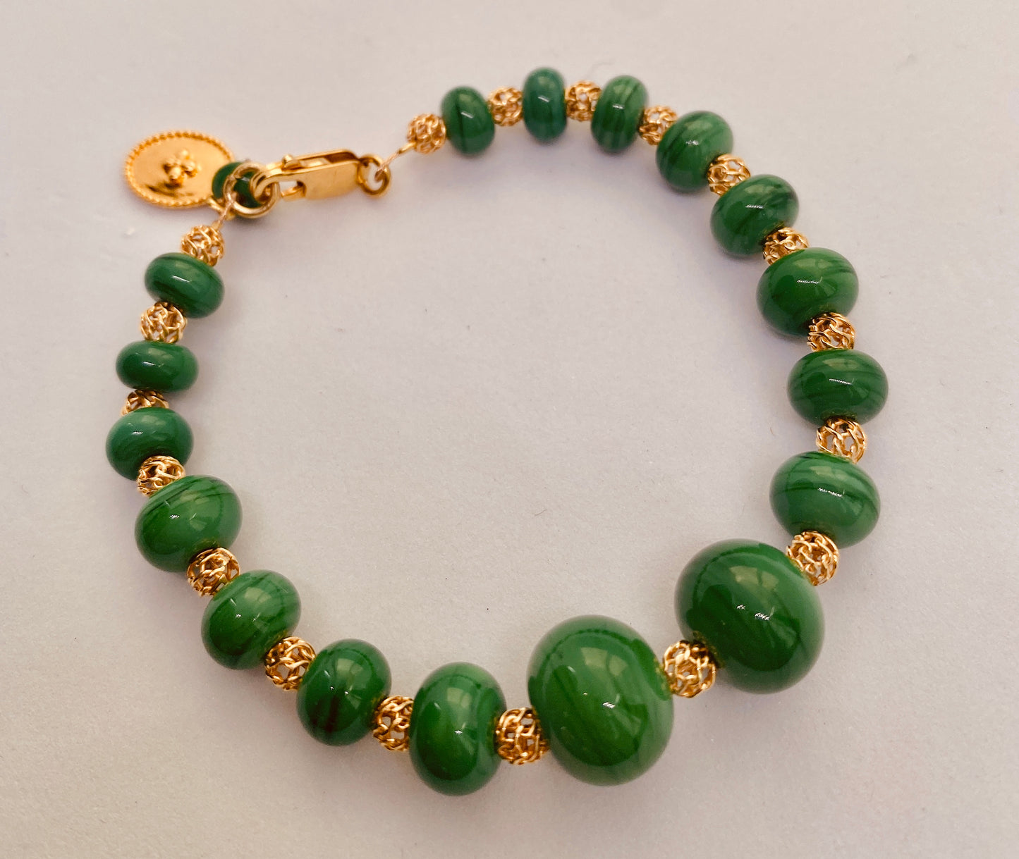 Bracelet ORTENSE doré vert émeraude