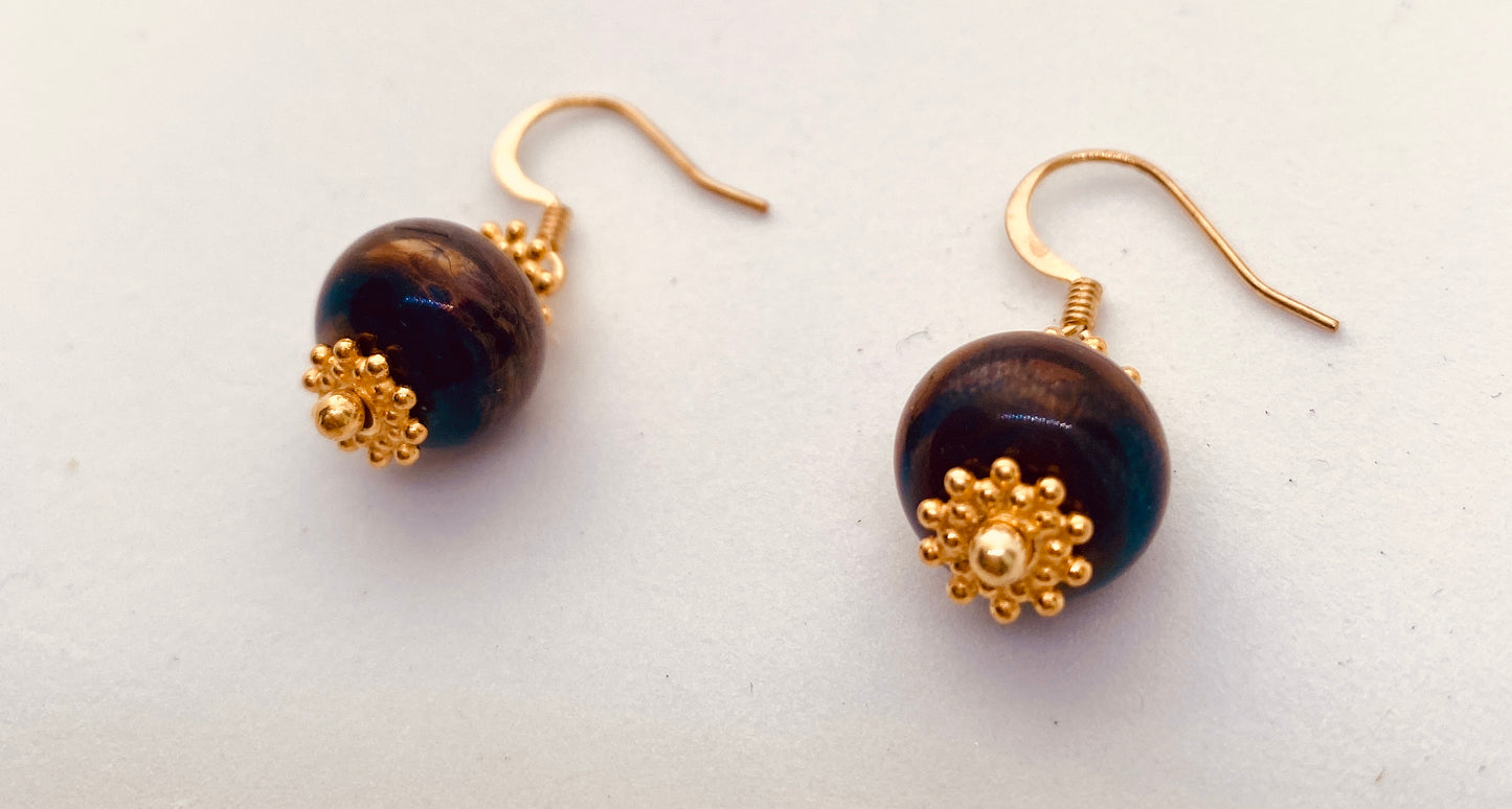 Boucles d'oreille MAELY doré noir irisé