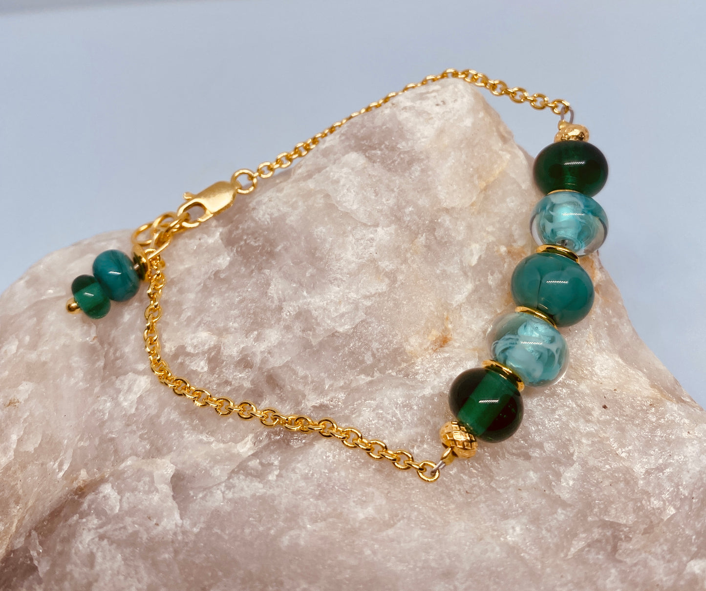 Bracelet Collection AYA doré vert turquoise