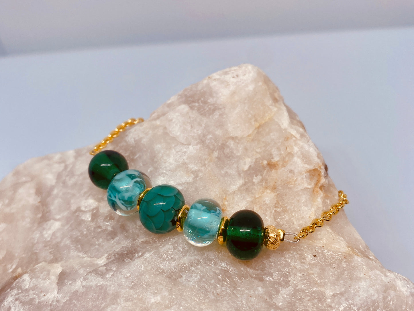 Bracelet Collection AYA doré vert turquoise